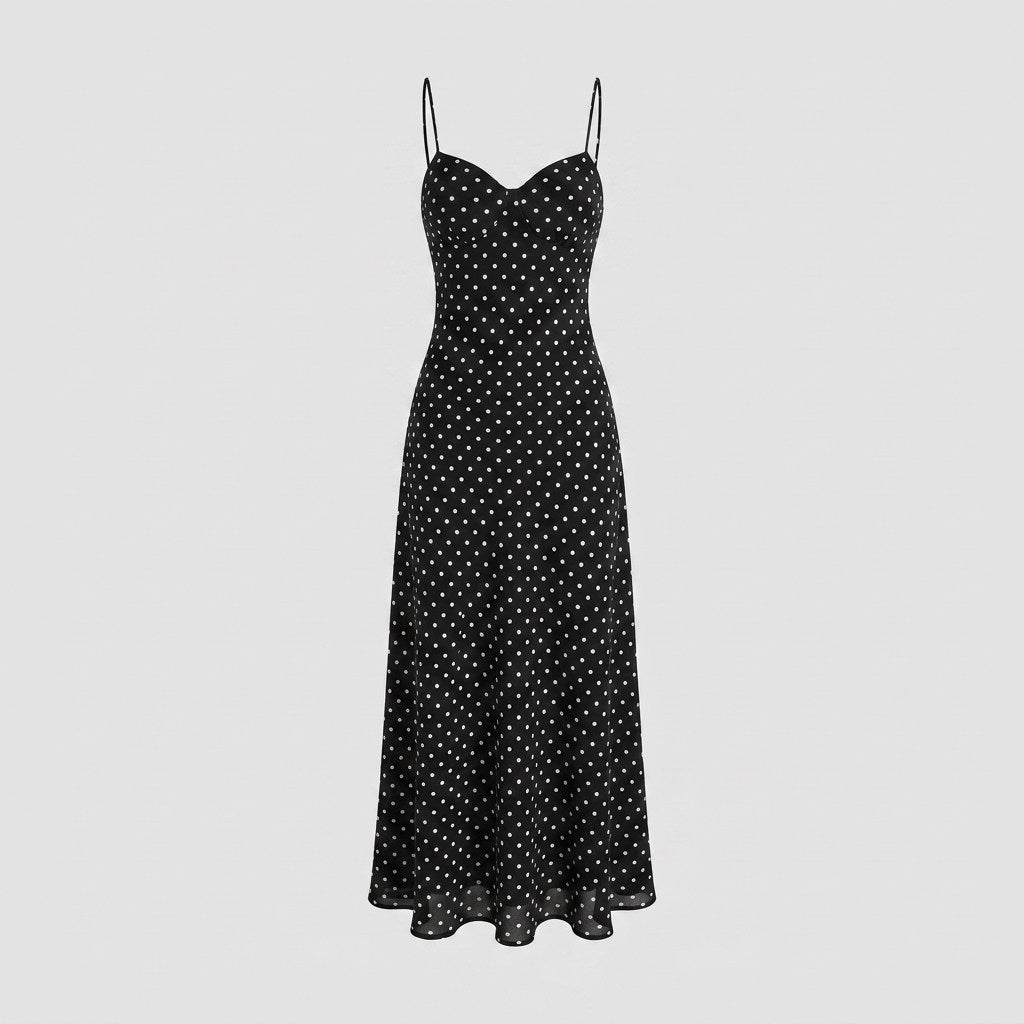 Midnight Dot Slip Maxi Dress