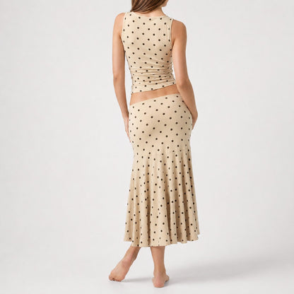 Mocha Dot Ruched Set