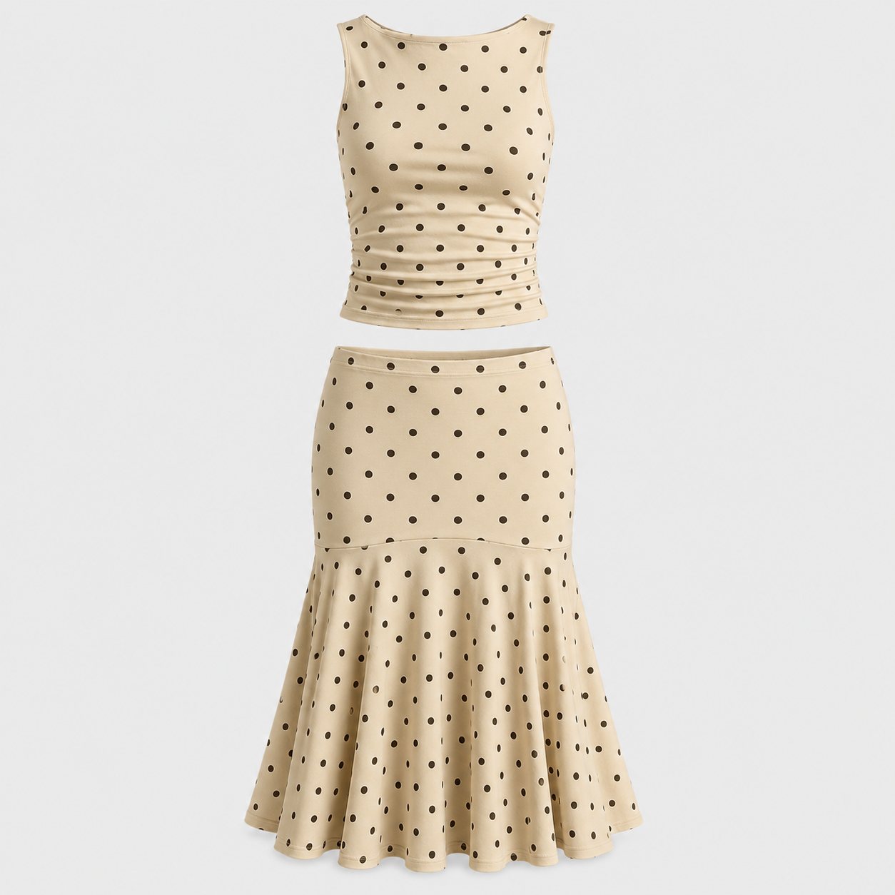 Mocha Dot Ruched Set