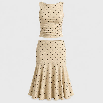 Mocha Dot Ruched Set
