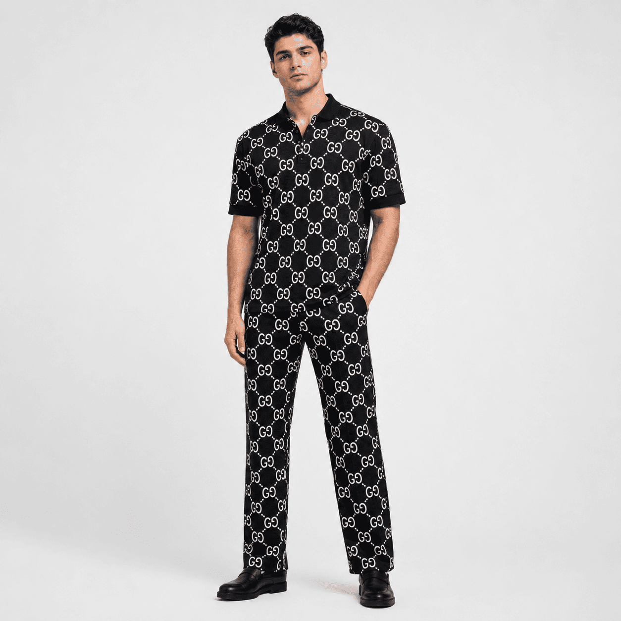 Noir Monogram Polo Set
