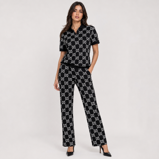 Noir Monogram Polo Set