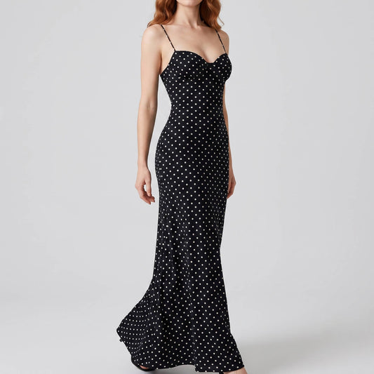 Midnight Dot Slip Maxi Dress