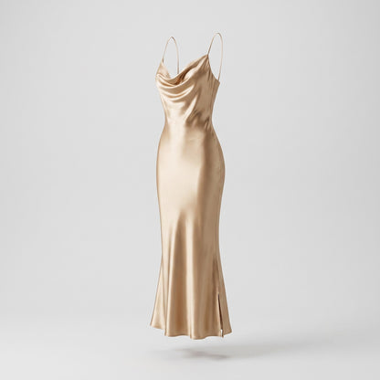 Silk Cowl Slip Maxi Dress