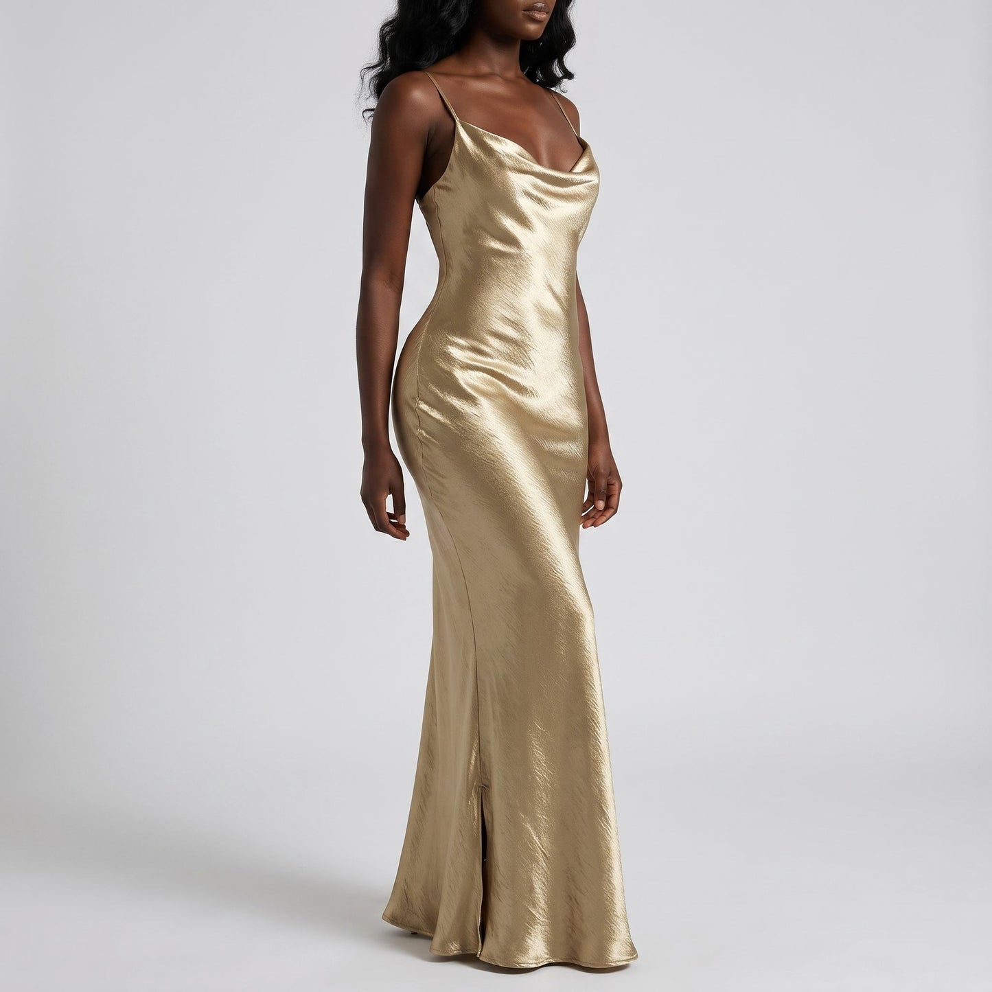 Silk Cowl Slip Maxi Dress