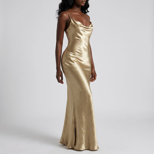 Silk Cowl Slip Maxi Dress