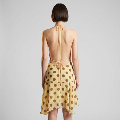 Cowl Halter Dot Mini Dress