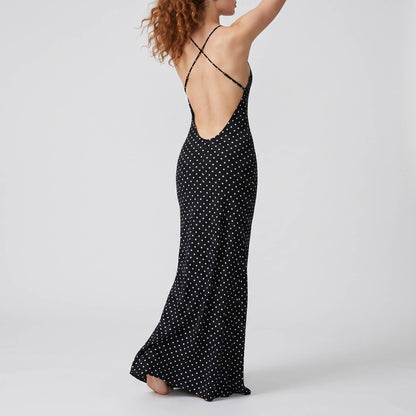 Midnight Dot Slip Maxi Dress