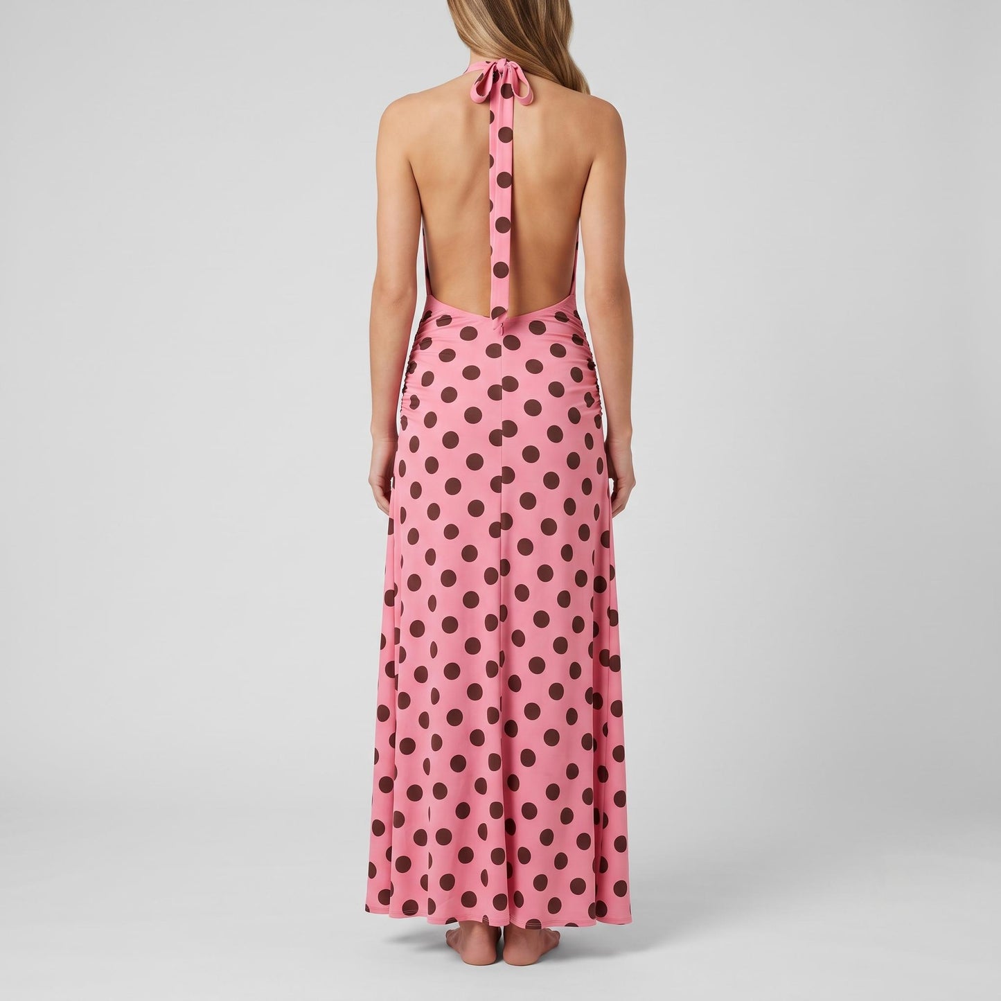 Polka Dot Halter Maxi Dress