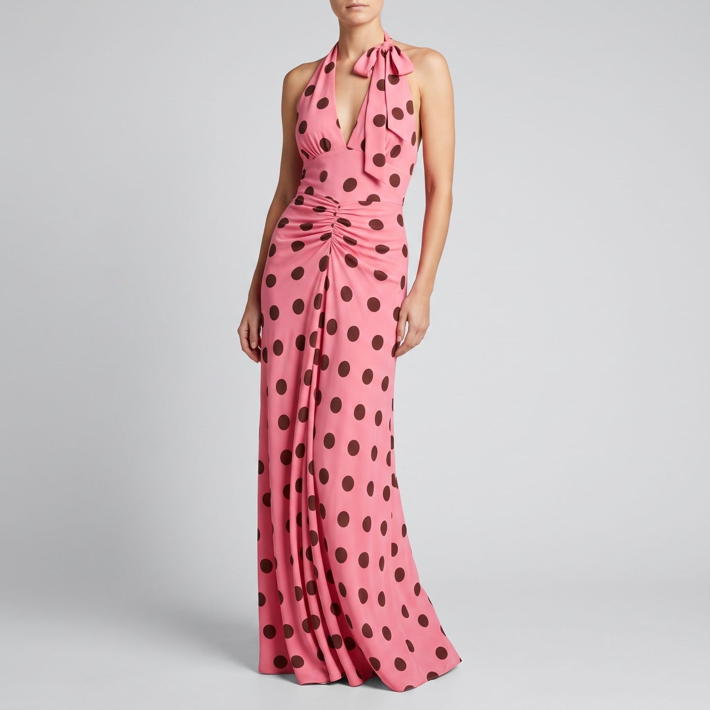 Polka Dot Halter Maxi Dress