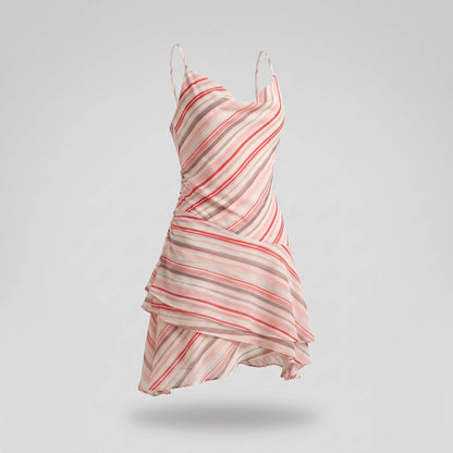 Diagonal Stripe Wrap Mini Dress