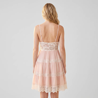 Lace Trim Babydoll Mini Dress