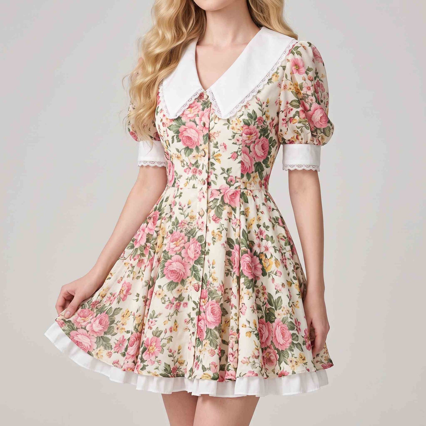Peter Pan Floral Mini Dress