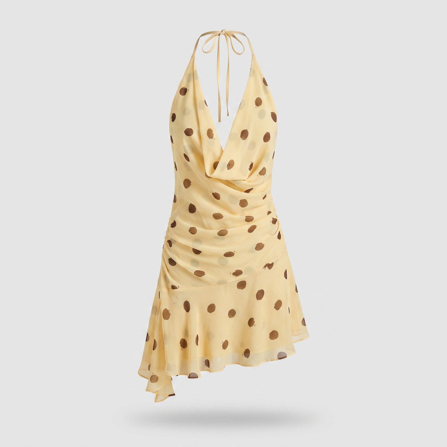 Cowl Halter Dot Mini Dress
