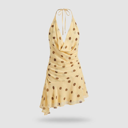 Cowl Halter Dot Mini Dress
