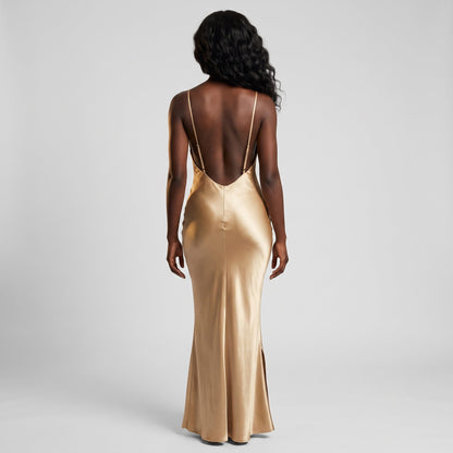Silk Cowl Slip Maxi Dress