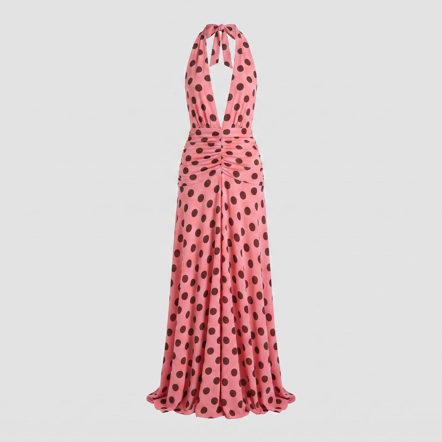 Polka Dot Halter Maxi Dress