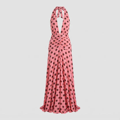 Polka Dot Halter Maxi Dress