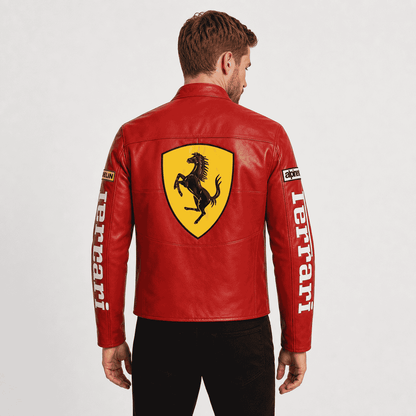 Crimson Crest Leather Jacket