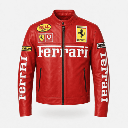 Crimson Crest Leather Jacket