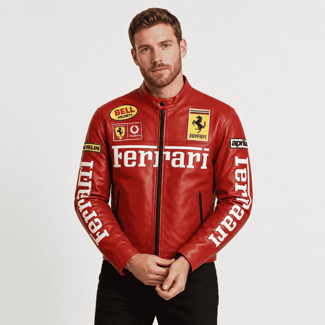 Crimson Crest Leather Jacket